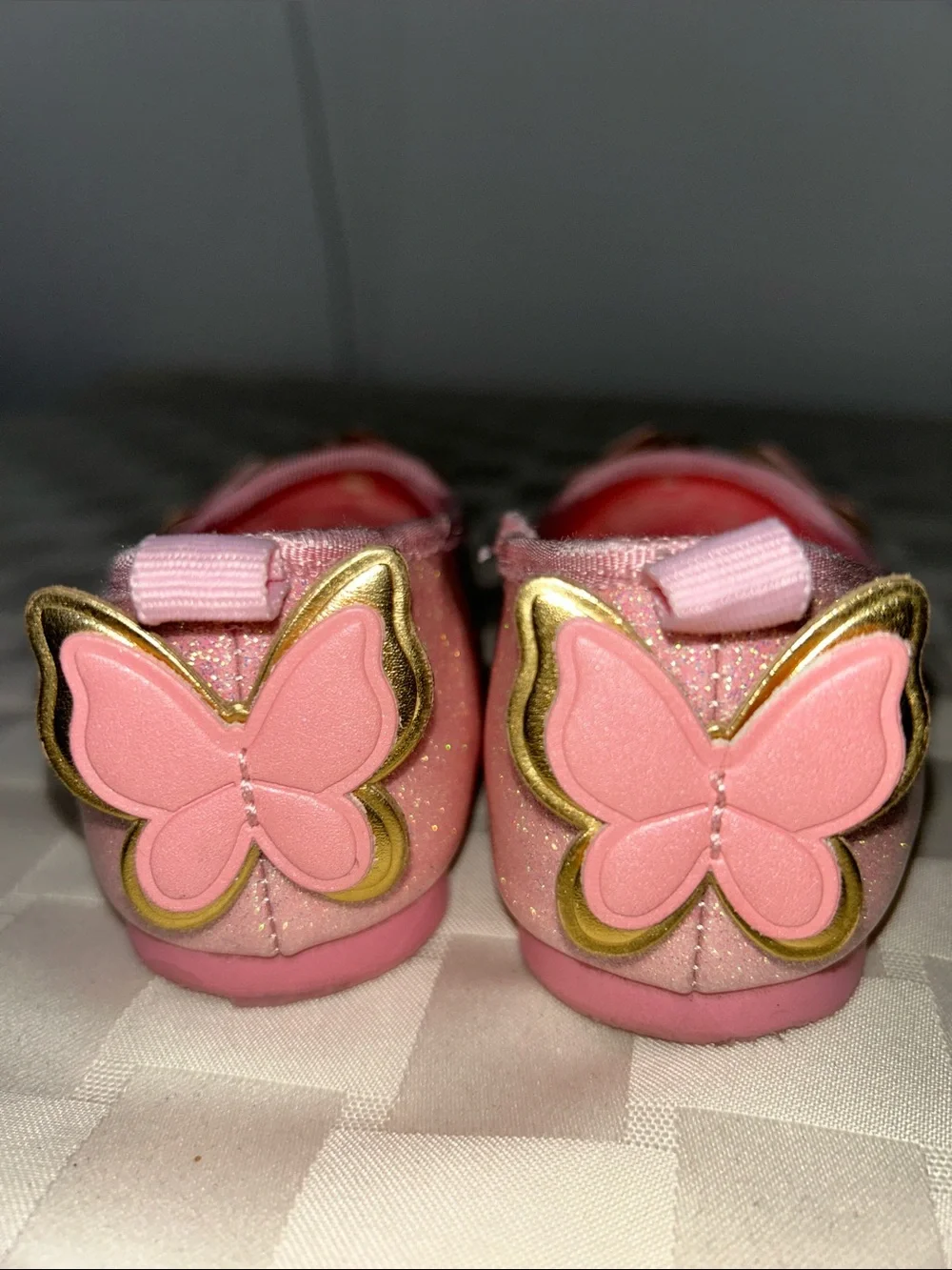 Groundup “Wicked” Pink Glitter Butterfly Slip-On Flats for Kids